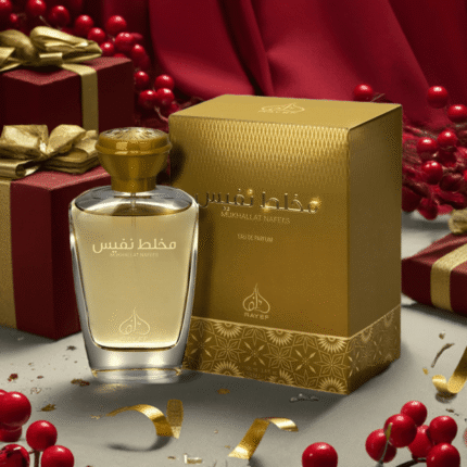 Rayef Mukhallat Nafees Eau de Parfum for women - 100ml bottle with luxurious packaging, highlighting its rich oriental fragrance and long-lasting scent. Perfect for daily wear or special occasions.