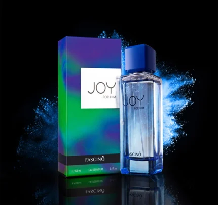ascino Joy For Him 100ml – A refreshing, long-lasting masculine fragrance with citrus, aquatic, and woody notes. Best perfume in Pakistan, available at Breeze Aura.