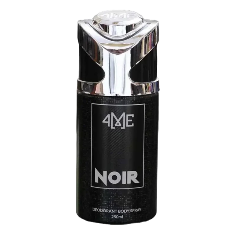 4Me Noir Deodorant 250ml – A bold and long-lasting deodorant in Pakistan with woody, spicy, and musky notes. Provides 12-hour odor protection. Shop now from Breeze Aura Store. Deodorant and Bodyspray