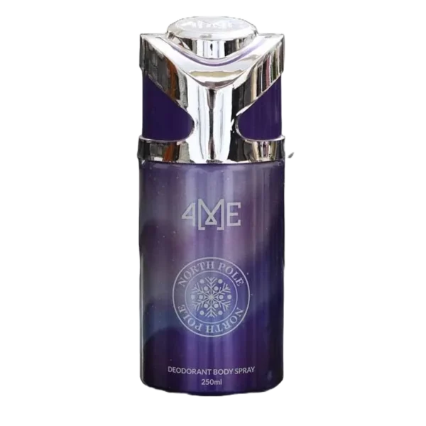 4Me North Pole Deodorant 250ml – Invigorating icy fresh scent for all-day odor protection. Stay cool, dry, and confident with this long-lasting Deodorant and Bodyspray
