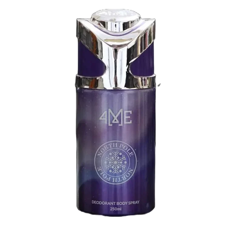4Me North Pole Deodorant 250ml – Invigorating icy fresh scent for all-day odor protection. Stay cool, dry, and confident with this long-lasting Deodorant and Bodyspray