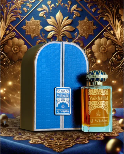 Rayef Mukhallat Al Waseem perfume bottle with an elegant design, featuring a luxurious blend of citrus, floral, and woody notes. Known as the best perfume in Pakistan, offering a long-lasting, sophisticated scent. Available exclusively at Breeze Aura.