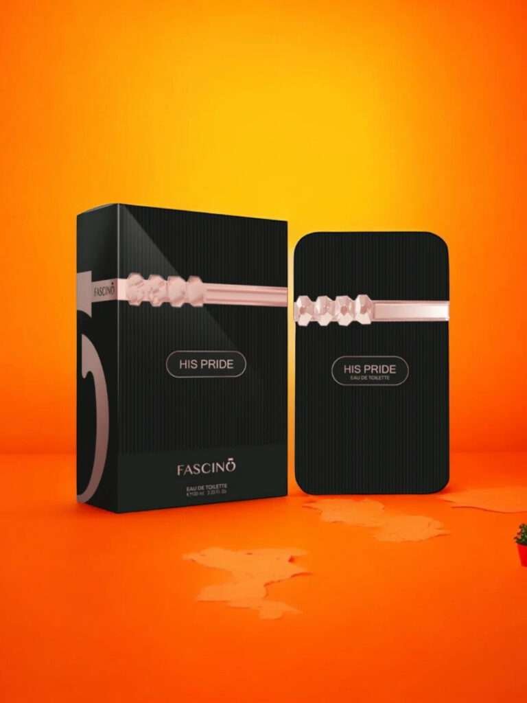 Fascino His Pride 100ml – A premium, long-lasting masculine fragrance with citrus, spicy, and woody notes. Best perfume in Pakistan, available at Breeze Aura