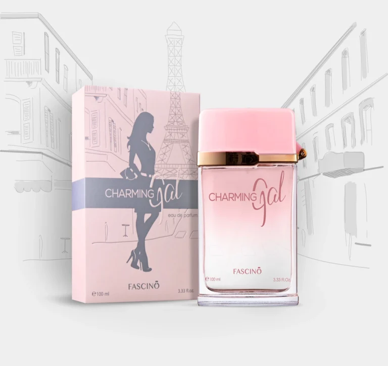 "Fascino Charming Gal 100ml – A luxurious, long-lasting floral, fruity, and musky fragrance for confident women. Best perfume in Pakistan, available at Breeze Aura.