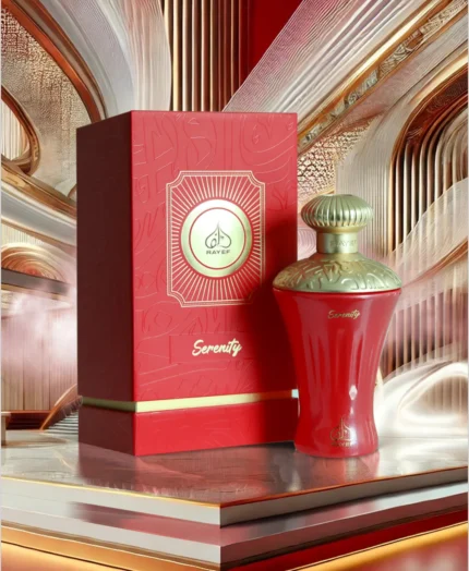 Rayef Serenity 100ml perfume bottle with elegant design, showcasing a luxurious blend of citrus, floral, and woody notes. Ideal for both men and women, this premium fragrance is known as the best perfume in Pakistan, offering long-lasting freshness and sophistication. Available exclusively at Breeze Aura