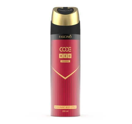 Fascino Code Red Deodorant Body Spray 200ml – A bold and long-lasting spicy, woody fragrance for men. Shop now from Breeze Aura Store in Pakistan.