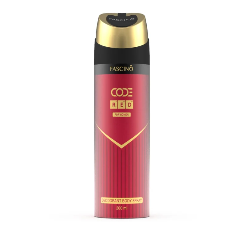Fascino Code Red Deodorant Body Spray 200ml – A bold and long-lasting spicy, woody fragrance for men. Shop now from Breeze Aura Store in Pakistan.