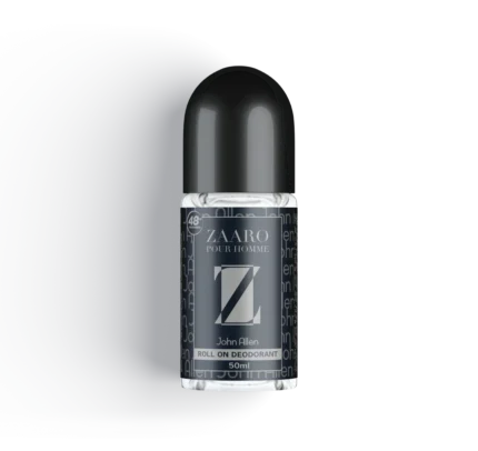 John Allen Zaaro Roll On Deodorant – 24-Hour Sweat & Odor Protection with a Bold Woody, Citrus & Musky Fragrance | Buy in Pakistan at Breeze Aura