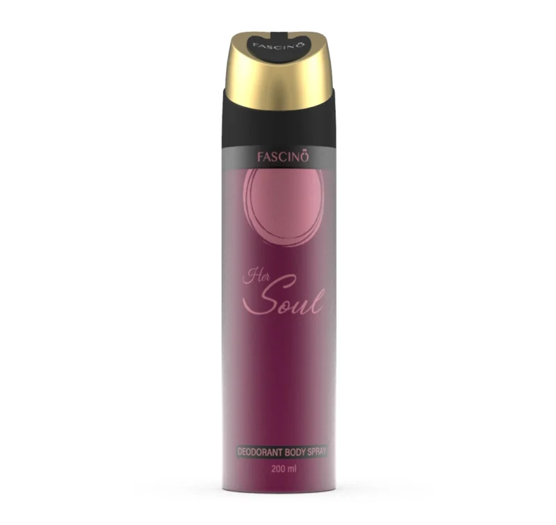 Fascino Her Soul Deodorant Body Spray 200ml – Premium long-lasting fragrance for women in Pakistan. Floral and musky scent with odor protection. Available at Breeze Aura