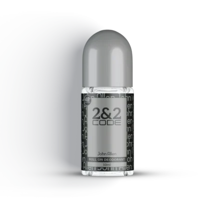 John Allen 2&2 Code Roll On Deodorant – Long-lasting sweat and odor protection with a bold woody and citrus fragrance. Alcohol-free and skin-friendly formula.
