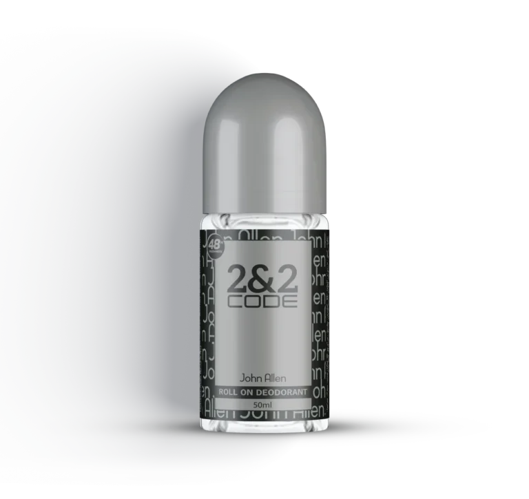 John Allen 2&2 Code Roll On Deodorant – Long-lasting sweat and odor protection with a bold woody and citrus fragrance. Alcohol-free and skin-friendly formula.