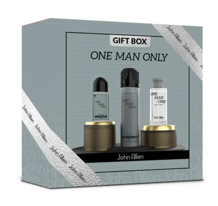 John Allen One Man Only Gift Box – Premium men's fragrance gift set in Pakistan with a long-lasting, sophisticated scent. Available at Breeze Aura Perfumes