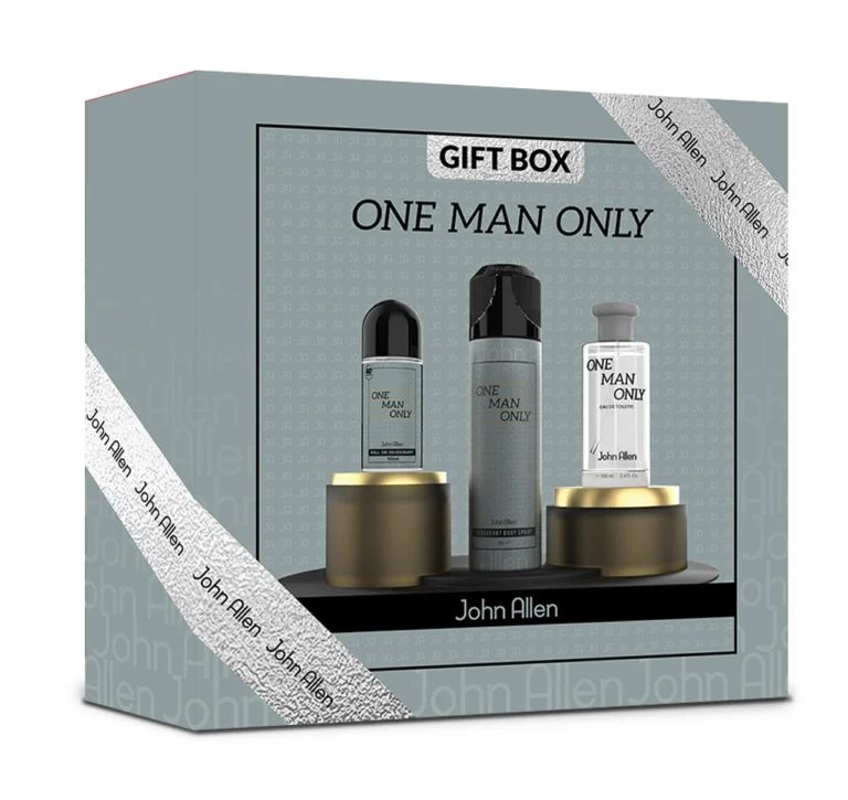 John Allen One Man Only Gift Box – Premium men's fragrance gift set in Pakistan with a long-lasting, sophisticated scent. Available at Breeze Aura Perfumes