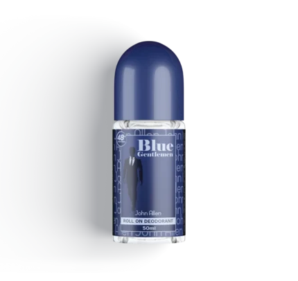 John Allen Blue Gentlemen Roll On Deodorant – Long-lasting freshness with a classic masculine fragrance. Gentle on the skin, alcohol-free, and quick-drying.