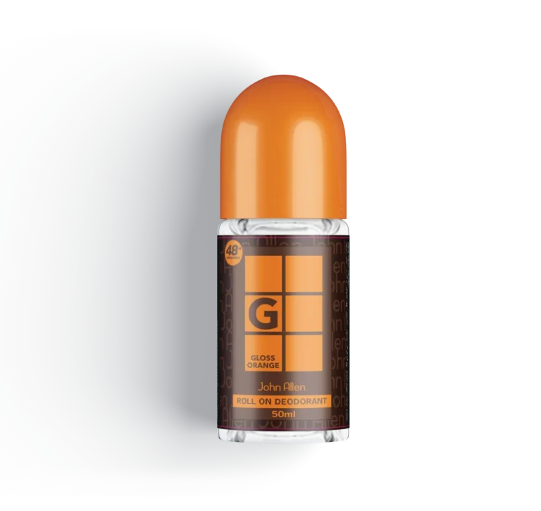 John Allen Gloss Orange Roll On Deodorant – Refreshing citrus fragrance with 24-hour odor protection. Buy the best Roll On Deodorant in Pakistan at Breeze Aura.