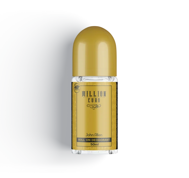 John Allen Million Euro Roll On Deodorant – Luxury fragrance with 24-hour odor protection. Buy the best Roll On Deodorant in Pakistan at Breeze Aura