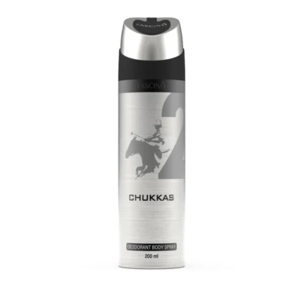 Fascino Chukkas Deodorant Body Spray 200ml | A bold and long-lasting masculine fragrance with citrus and woody notes. Shop now from Breeze Aura Store in Pakistan.