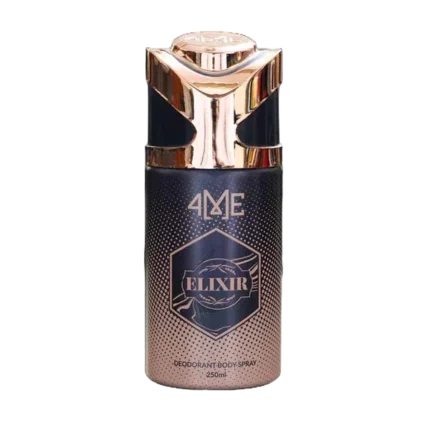 4Me Elixir Deodorant 250ml – Long-lasting woody, floral, and musky fragrance for all-day freshness and odor protection. Shop now from Breeze Aura Store