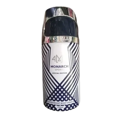 4Me Monarch Deodorant 250ml – Long-lasting woody, citrus, and musky fragrance for all-day freshness and odor protection. Shop now from Breeze Aura Store