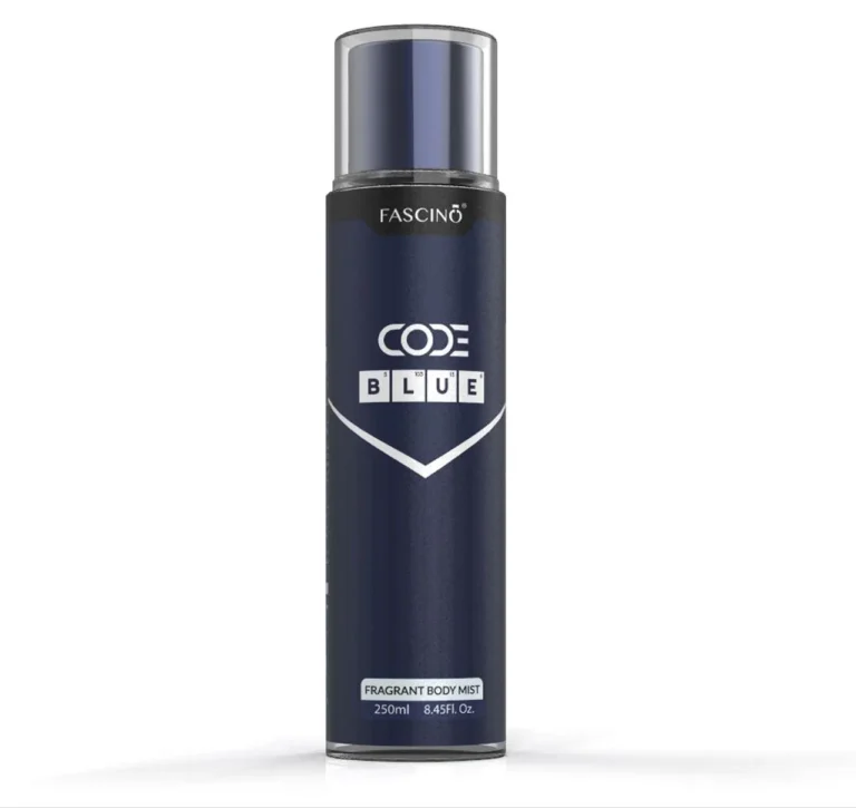 Fascino Code Blue Body Mist 250ml - Fresh aquatic and citrus fragrance in a sleek spray bottle for long-lasting freshness.