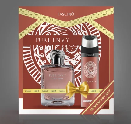 Fascino Gift Box Pure Envy – Luxury women’s perfume gift box in Pakistan with fresh citrus, floral, and woody fragrance notes.