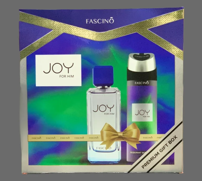 Fascino Gift Box Joy For Him – premium men’s perfume gift box with fresh, citrus, and woody fragrance notes, available in Pakistan.