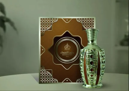 Rayef Bakhoor Al Sama 20ml attar bottle – alcohol-free unisex perfume oil with bakhoor, oud, and amber notes from Dubai.