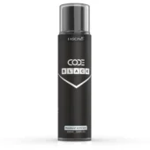 Fascino Code Black 250ml body mist bottle with elegant design, representing bold oriental, spicy, and woody fragrance.