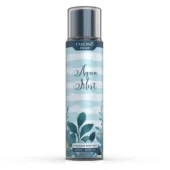 Fascino Aqua Mist 250ml body mist bottle with ocean-inspired design, featuring aquatic, floral, and citrus fragrance notes
