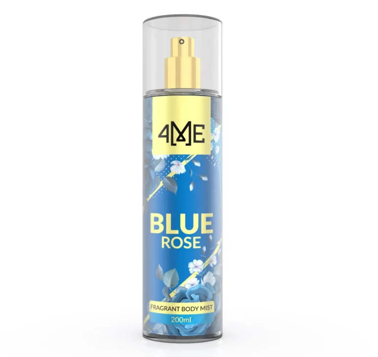 4me Blue Rose Body Mist 200ml – elegant blue bottle with floral fragrance, best body mist in Pakistan, available at Breeze Aura Store